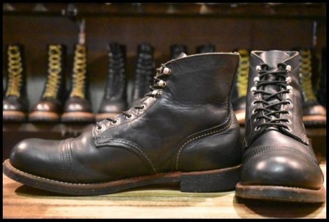 【10.5D 良品 12年】レッドウィング 8114 アイアンレンジ 黒 ブラックハーネス キャップトゥ 8084 レースアップ ブーツ redwing HOPESMORE