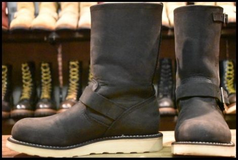 【6.5D 美品 08年】レッドウィング 2974 エンジニア ヌバック 黒 トラクショントレッドソール スチール無し ブーツ redwing HOPESMORE