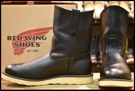 【9.5E 箱付 美品 09年】レッドウィング 8169 ペコス 黒 ブラッククローム クッションソール プルオン ブーツ redwing pecos HOPESMORE