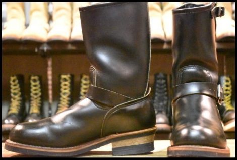 【7.5D 美品 PT91刺繍】レッドウィング 2268 エンジニア 黒 ブラッククローム スチールトゥ プルオン ブーツ redwing HOPESMORE