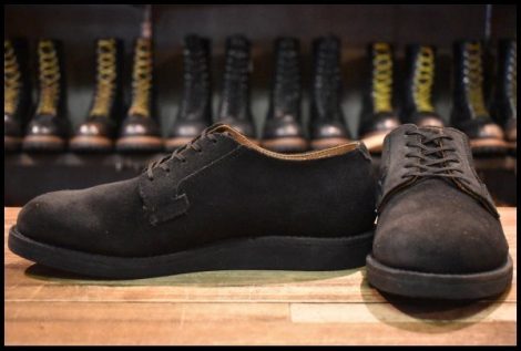 【8.5D 美品 18年】レッドウィング 9112 黒スエード アニポストマン オックスフォード ブラック ラフアウト ブーツ redwing HOPESMORE