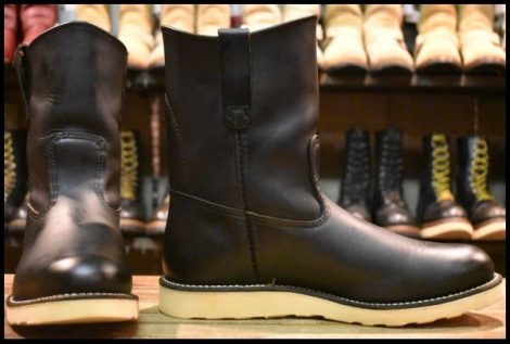 【9.5E 箱付 美品 09年】レッドウィング 8169 ペコス 黒 ブラッククローム クッションソール プルオン ブーツ redwing pecos HOPESMORE