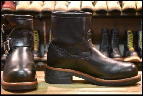 【7E 箱付 良品 黒タグ】Chippewa チペワ 1901M10 ショートエンジニア ブラック 黒 スチールトゥ ビブラム ブーツ HOPESMORE