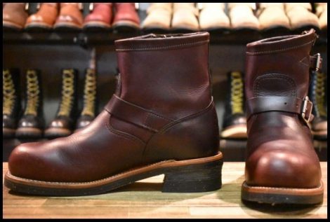 【9.5E 良品 黒タグ】Chippewa チペワ 1901M11 ショートエンジニア 7インチハイト コードバン スチールトゥ ビブラム700 ブーツ HOPESMORE
