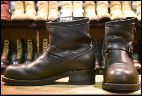 【9E 良品 白タグ】Chippewa チペワ ショート エンジニア 27872 黒 ブラック スチールトゥ 7インチハイト 2976 ブーツ HOPESMORE