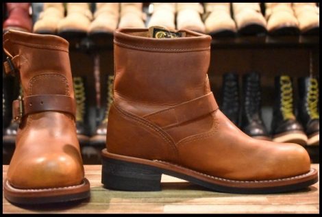 【8.5E 美品 黒タグ】Chippewa チペワ 91065 ショートエンジニア ブラウン タンレネゲード スチールトゥ ブーツ HOPESMORE