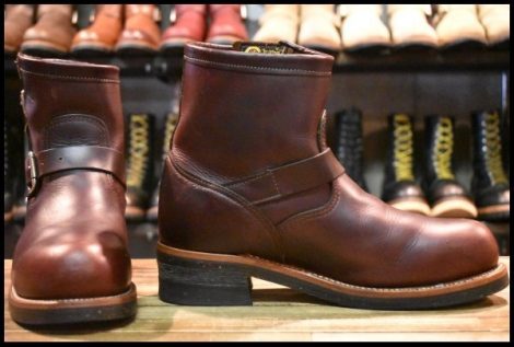 【9.5E 良品 黒タグ】Chippewa チペワ 1901M11 ショートエンジニア 7インチハイト コードバン スチールトゥ ビブラム700 ブーツ HOPESMORE