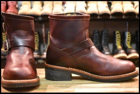 【9.5E 美品 黒タグ】Chippewa チペワ 1901M52 ショートエンジニア 7インチハイト コードバン ビブラム700 ブーツ HOPESMORE