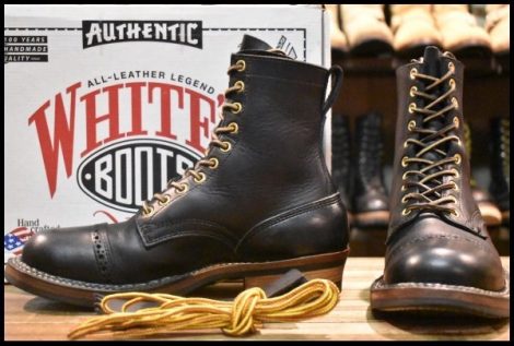 【7.5D 箱付 美品】WHITE’S ホワイツ スモークジャンパー 375MV ブラック ビブラム430シングル レースアップ 編み上げ ブーツ HOPESMORE
