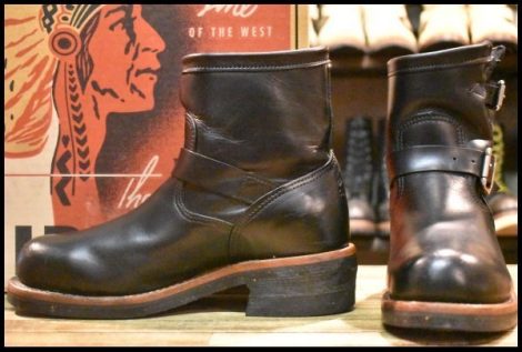 【7E 箱付 良品 黒タグ】Chippewa チペワ 1901M10 ショートエンジニア ブラック 黒 スチールトゥ ビブラム ブーツ HOPESMORE