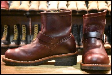 【9.5E 美品 黒タグ】Chippewa チペワ 1901M52 ショートエンジニア 7インチハイト コードバン ビブラム700 ブーツ HOPESMORE