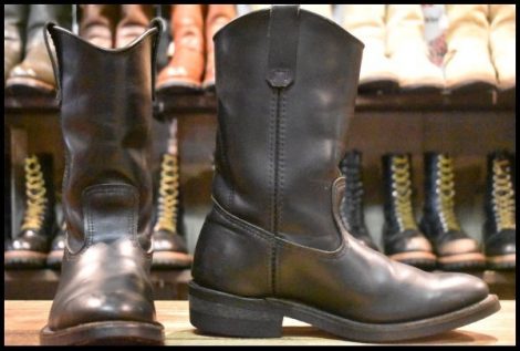 【8E 良品 07年】レッドウィング 8155 ペコス 黒 ブラッククローム プルオン ブーツ redwing pecos HOPESMORE