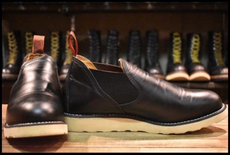 【8E 箱付 美品 15年】レッドウィング 8142 サイドゴア 黒 ブラッククローム ローカット オックスフォード 短靴 ブーツ redwing HOPESMORE