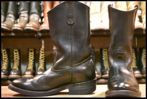 【7.5E 良品 羽タグ 02年】レッドウィング 8155 ペコス 黒 ブラッククローム プルオン ブーツ redwing pecos HOPESMORE