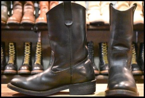 【8E 良品 07年】レッドウィング 8155 ペコス 黒 ブラッククローム プルオン ブーツ redwing pecos HOPESMORE
