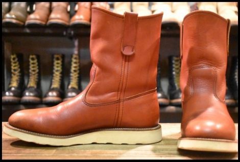 【9B 良品 緑犬タグ 95年】レッドウィング 866 ペコス オロラセット 赤茶 クッションソール ブーツ redwing pecos HOPESMORE