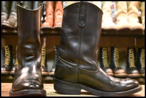 【7.5E 良品 羽タグ 02年】レッドウィング 8155 ペコス 黒 ブラッククローム プルオン ブーツ redwing pecos HOPESMORE