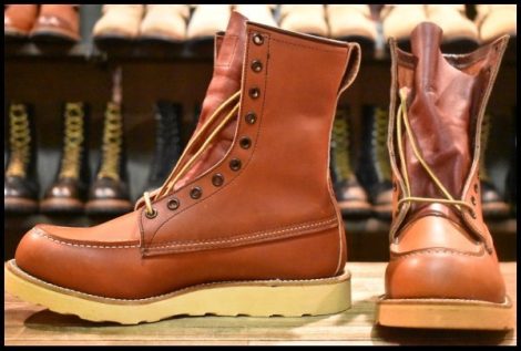 【8.5D DEAD 犬タグ】レッドウィング 8877 ロング アイリッシュセッター 赤茶 オロラセット モック ブーツ redwing HOPESMORE