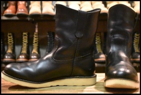 【10E 良品 09年】レッドウィング 8169 ペコス 黒 ブラッククローム プルオン クッションソール ブーツ redwing pecos HOPESMORE
