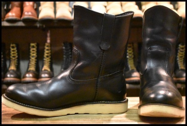【10E 良品 09年】レッドウィング 8169 ペコス 黒 ブラッククローム プルオン クッションソール ブーツ redwing pecos HOPESMORE