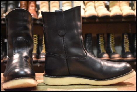 【10E 良品 09年】レッドウィング 8169 ペコス 黒 ブラッククローム プルオン クッションソール ブーツ redwing pecos HOPESMORE