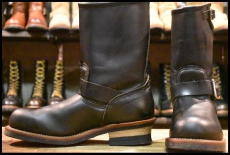 【7.5D 美品 13年】レッドウィング 2268 エンジニア 黒 ブラッククローム スチールトゥ プルオン ブーツ redwing HOPESMORE