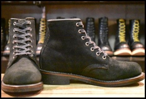 【7.5D 美品 黒タグ】Chippewa チペワ 1901M28 黒 ブラックオデッサ リバース スエード ラフアウト レースアップ ブーツ HOPESMORE