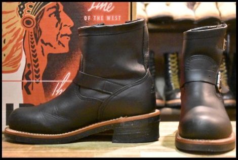 【7E 箱付 美品 黒タグ】Chippewa チペワ 1901M10 ショートエンジニア ブラック 黒 スチールトゥ ビブラム ブーツ HOPESMORE