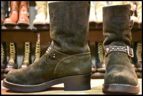 【7.5E? 良品】WESCO ウエスコ カスタムボス 黒スエード ブラックラフアウト ビブラム430 9インチハイト エンジニア ブーツ HOPESMORE