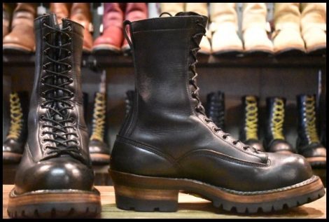 【9EE 良品】WHITE’S ホワイツ スモークジャンパーLTT ブラック ビブラム100ダブル 編み上げ レースアップブーツ HOPESMORE