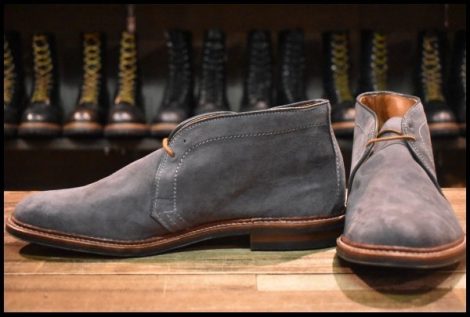 【9.5D 未使用】ALDEN オールデン 1592L チャッカ ブルーグレー カーフスエード バリーラスト 短靴 ブーツ HOPESMORE