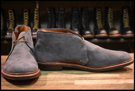 【9.5D 未使用】ALDEN オールデン 1592L チャッカ ブルーグレー カーフスエード バリーラスト 短靴 ブーツ HOPESMORE