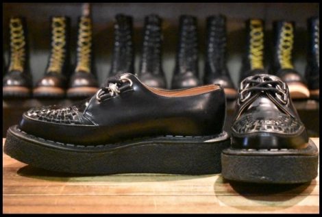 【UK7 美品】GEORGE COX ジョージコックス 3588VI ギブソン ブラック ラバーソール Dリング レースアップ ブーツ HOPESMORE