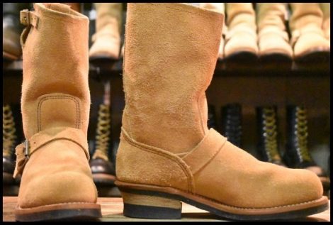 【7.5D 箱付 良品 19年】レッドウィング 9269 スエード エンジニア タン ブルハイド ラフアウト スチールトゥ ブーツ redwing HOPESMORE