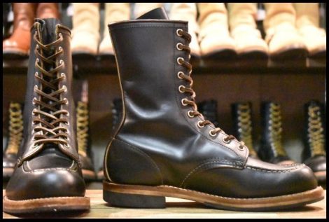 【8.5E 箱付 良品 110周年限定 15年】レッドウィング 2015 ハンツマン 黒 ブラック クローンダイク 茶芯 編み上げブーツ redwing HOPESMORE