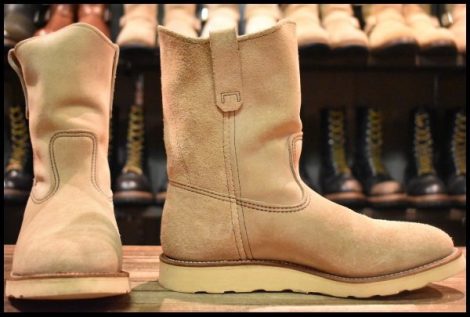 【8E 箱付 美品 旧羽タグ 96年】レッドウィング 8168 スエード ペコス タン ラフアウト プルオン ブーツ redwing pecos HOPESMORE