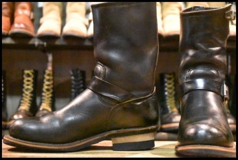 【8D 良品 PT91刺繍】レッドウィング 2268 エンジニア 黒 ブラッククローム スチールトゥ プルオン ブーツ redwing HOPESMORE