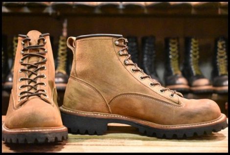 【8D 良品 09年】レッドウィング 2937 ラインマン 茶 ブラウン ベージュ スエード LTT ラグソール ビブラム ブーツ redwing HOPESMORE