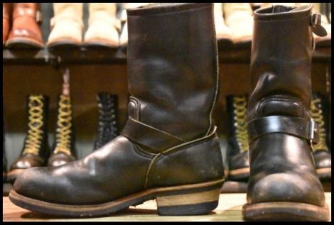 【8D 良品 PT91刺繍】レッドウィング 2268 エンジニア 黒 ブラッククローム スチールトゥ プルオン ブーツ redwing HOPESMORE
