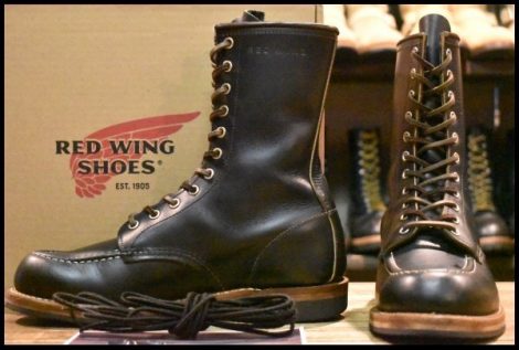 【8.5E 箱付 良品 110周年限定 15年】レッドウィング 2015 ハンツマン 黒 ブラック クローンダイク 茶芯 編み上げブーツ redwing HOPESMORE