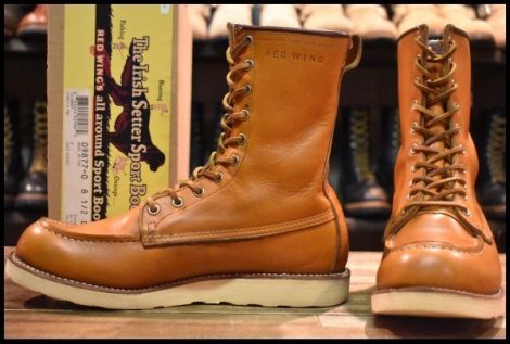 【8.5D 箱付 良品 13年】レッドウィング 9877 ゴールドラセット ロング アイリッシュセッター モックトゥ ブーツ redwing HOPESMORE