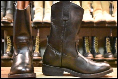 【8E 箱付 美品 07年】レッドウィング 8155 ペコス 黒 ブラッククローム プルオン ブーツ redwing pecos HOPESMORE