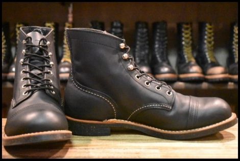 【9D 美品 16年】レッドウィング 8114 アイアンレンジ 黒 ブラックハーネス キャップトゥ 8084 レースアップ ブーツ redwing HOPESMORE
