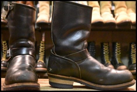 【8D 良品 PT91刺繍】レッドウィング 2268 エンジニア 黒 ブラッククローム スチールトゥ プルオン ブーツ redwing HOPESMORE