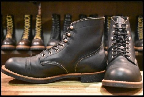 【9D 美品 16年】レッドウィング 8114 アイアンレンジ 黒 ブラックハーネス キャップトゥ 8084 レースアップ ブーツ redwing HOPESMORE