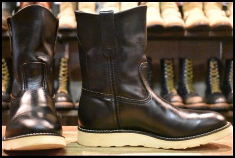 【6.5E 美品 羽タグ 97年】レッドウィング 8169 ペコス 黒 ブラッククローム プルオン クッションソール ブーツ redwing pecos HOPESMORE