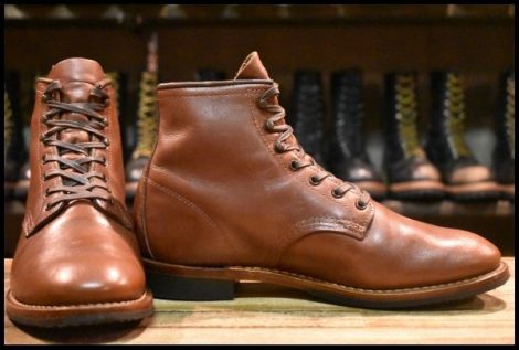【7.5D 美品 18年】レッドウィング 9063 ベックマン チーク フェザーストーン 茶 フラットボックス ブーツ redwing HOPESMORE