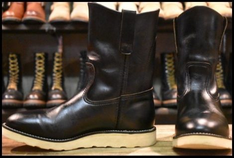【6.5E 美品 羽タグ 97年】レッドウィング 8169 ペコス 黒 ブラッククローム プルオン クッションソール ブーツ redwing pecos HOPESMORE