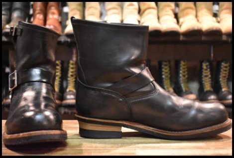 【11D 箱付 良品 08年】レッドウィング 2976 ショート エンジニア 黒 ブラッククローム スチールトゥ ブーツ redwing HOPESMORE