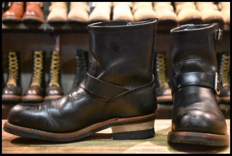 【8D 良品 10年】レッドウィング 2976 ショート エンジニア 黒 ブラッククローム スチールトゥ プルオン ブーツ redwing HOPESMORE